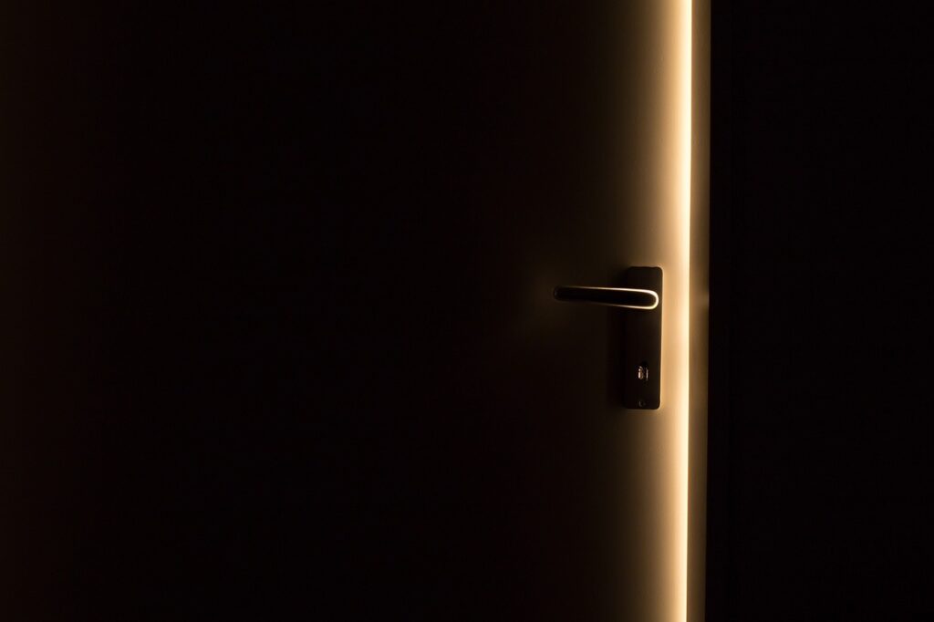 dark, door, door handle, light, open, slit, open door, opening, darkness, door opening, door, door, door, door, door, open door-1852985.jpg